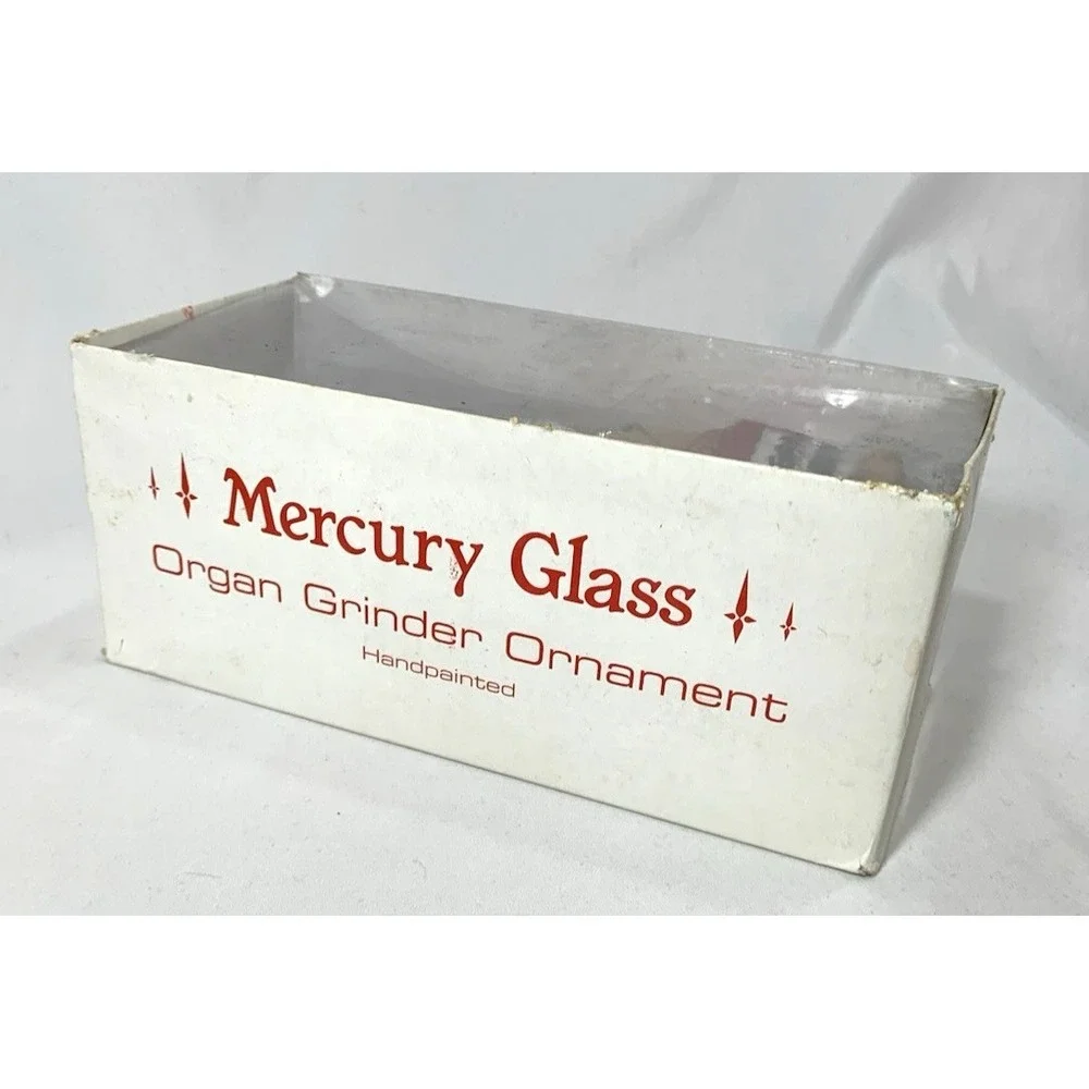 Department 56 Handpainted Mercury Glass Organ Grinder‎ Monkey Christmas Ornament